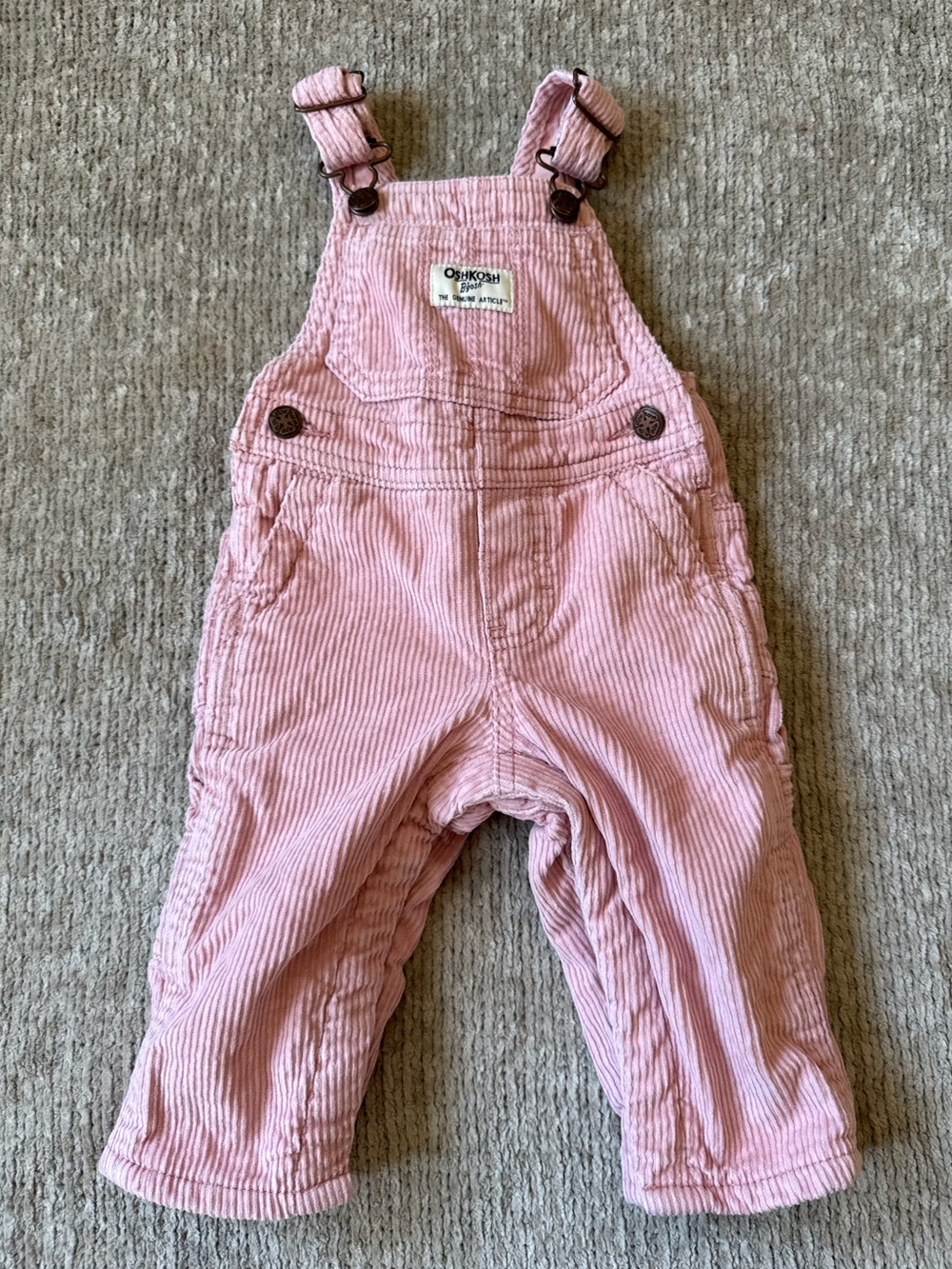 OshKosh B’gosh Pink Corduroy Overalls 6M Baby Bib Carpenter Vintage Style